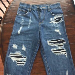 Carmar High Waist Distressed Straight Leg Jeans 24
